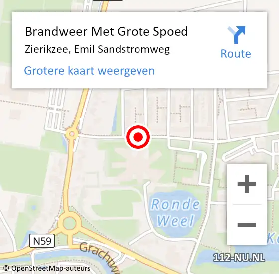 Locatie op kaart van de 112 melding: Brandweer Met Grote Spoed Naar Zierikzee, Emil Sandstromweg op 12 december 2019 18:19