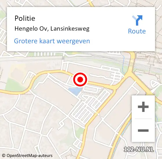 Locatie op kaart van de 112 melding: Politie Hengelo Ov, Lansinkesweg op 12 december 2019 18:49