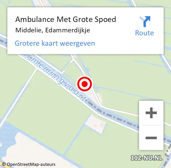 Locatie op kaart van de 112 melding: Ambulance Met Grote Spoed Naar Middelie, Edammerdijkje op 22 april 2014 16:51