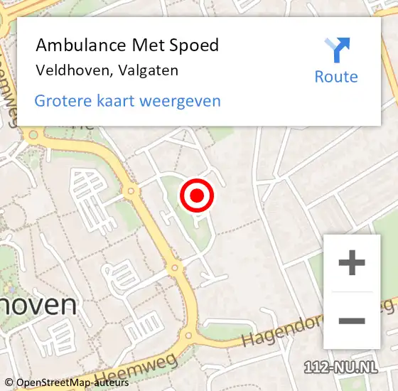 Locatie op kaart van de 112 melding: Ambulance Met Spoed Naar Veldhoven, Valgaten op 12 december 2019 19:39