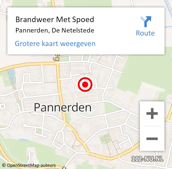 Locatie op kaart van de 112 melding: Brandweer Met Spoed Naar Pannerden, De Netelstede op 12 december 2019 20:14