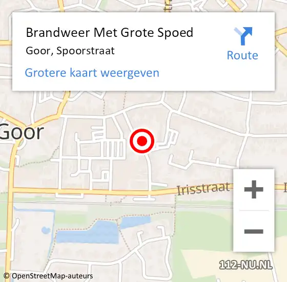 Locatie op kaart van de 112 melding: Brandweer Met Grote Spoed Naar Goor, Spoorstraat op 22 april 2014 16:56