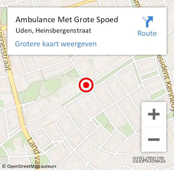 Locatie op kaart van de 112 melding: Ambulance Met Grote Spoed Naar Uden, Heinsbergenstraat op 12 december 2019 21:41