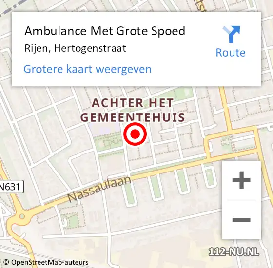 Locatie op kaart van de 112 melding: Ambulance Met Grote Spoed Naar Rijen, Hertogenstraat op 12 december 2019 21:54