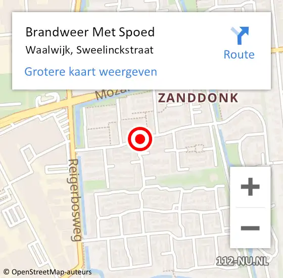 Locatie op kaart van de 112 melding: Brandweer Met Spoed Naar Waalwijk, Sweelinckstraat op 12 december 2019 22:03