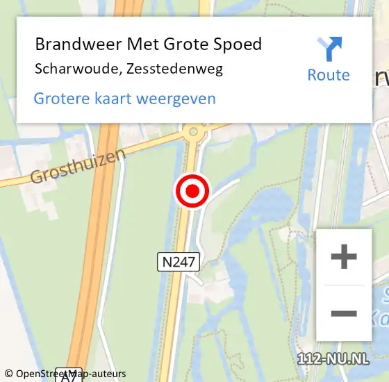 Locatie op kaart van de 112 melding: Brandweer Met Grote Spoed Naar Scharwoude, Zesstedenweg op 12 december 2019 22:19