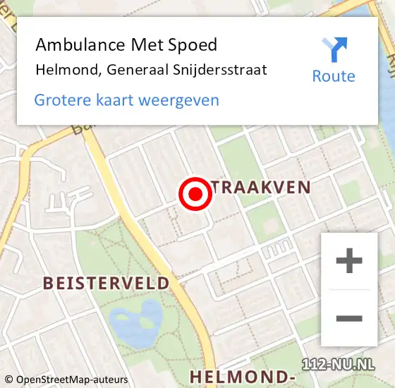 Locatie op kaart van de 112 melding: Ambulance Met Spoed Naar Helmond, Generaal Snijdersstraat op 12 december 2019 22:25