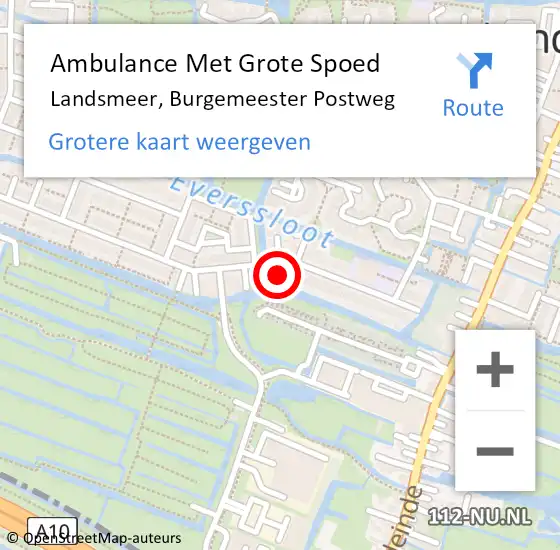 Locatie op kaart van de 112 melding: Ambulance Met Grote Spoed Naar Landsmeer, Burgemeester Postweg op 12 december 2019 22:54
