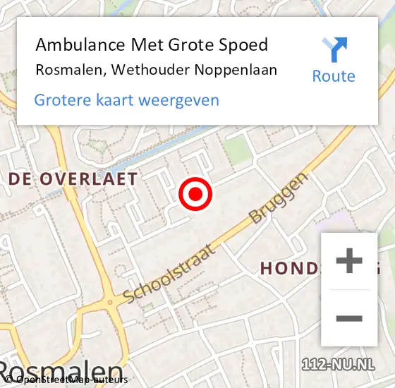 Locatie op kaart van de 112 melding: Ambulance Met Grote Spoed Naar Rosmalen, Wethouder Noppenlaan op 12 december 2019 23:07