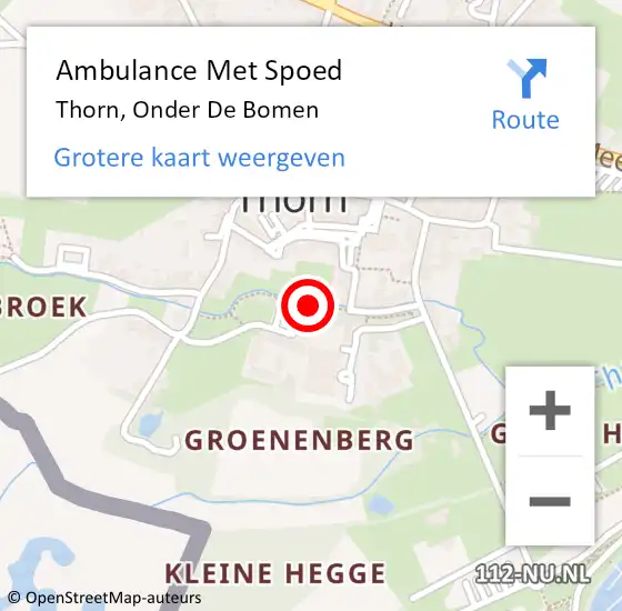 Locatie op kaart van de 112 melding: Ambulance Met Spoed Naar Thorn, Onder De Bomen op 12 december 2019 23:08