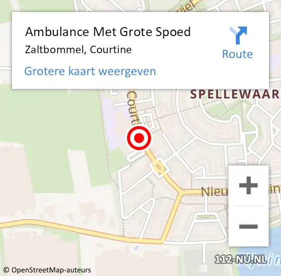 Locatie op kaart van de 112 melding: Ambulance Met Grote Spoed Naar Zaltbommel, Courtine op 12 december 2019 23:57