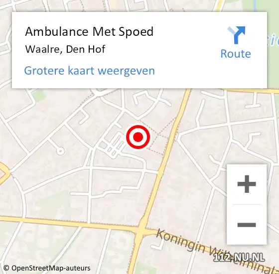 Locatie op kaart van de 112 melding: Ambulance Met Spoed Naar Waalre, Den Hof op 12 december 2019 23:58