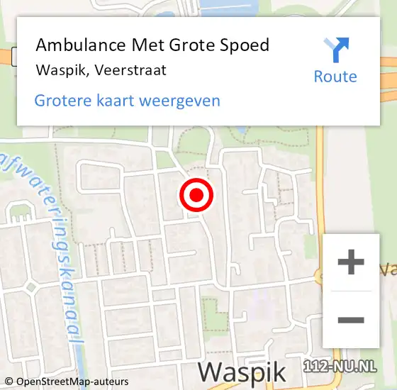 Locatie op kaart van de 112 melding: Ambulance Met Grote Spoed Naar Waspik, Veerstraat op 13 december 2019 03:25