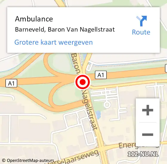 Locatie op kaart van de 112 melding: Ambulance Barneveld, Baron Van Nagellstraat op 13 december 2019 05:19