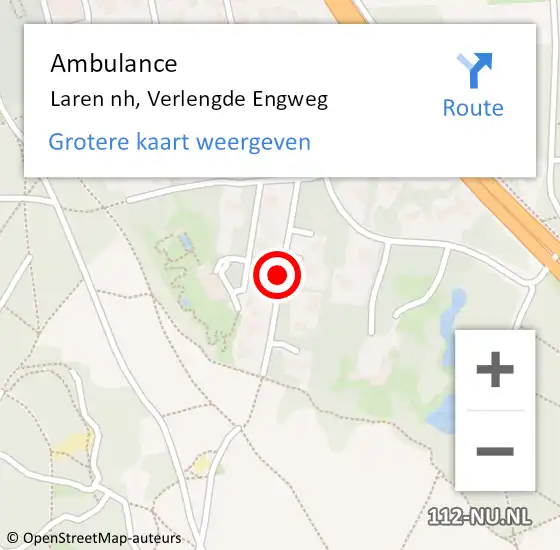 Locatie op kaart van de 112 melding: Ambulance Laren nh, Verlengde Engweg op 22 april 2014 17:19