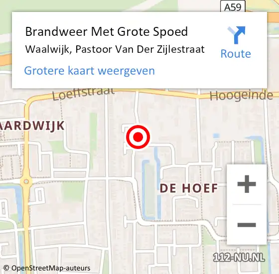 Locatie op kaart van de 112 melding: Brandweer Met Grote Spoed Naar Waalwijk, Pastoor Van Der Zijlestraat op 13 december 2019 07:09