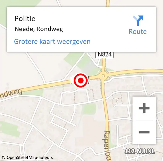 Locatie op kaart van de 112 melding: Politie Neede, Rondweg op 13 december 2019 07:40