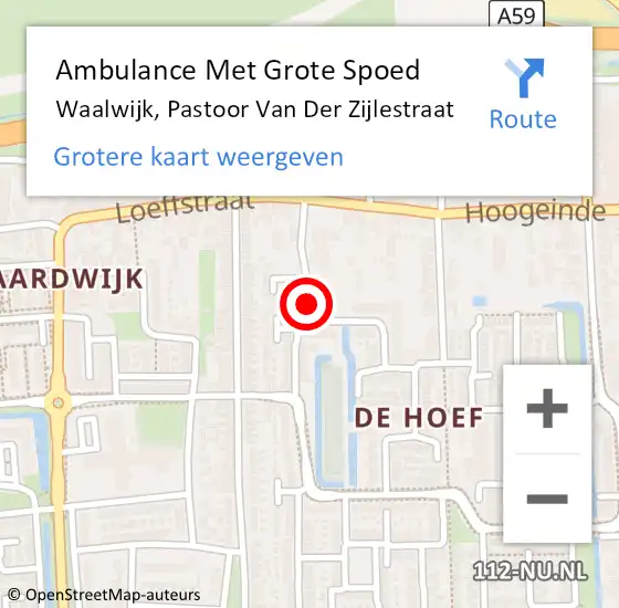 Locatie op kaart van de 112 melding: Ambulance Met Grote Spoed Naar Waalwijk, Pastoor Van Der Zijlestraat op 13 december 2019 07:46