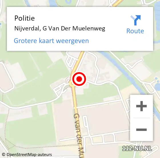 Locatie op kaart van de 112 melding: Politie Nijverdal, G Van Der Muelenweg op 13 december 2019 08:53