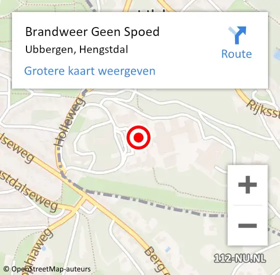 Locatie op kaart van de 112 melding: Brandweer Geen Spoed Naar Ubbergen, Hengstdal op 13 december 2019 08:55