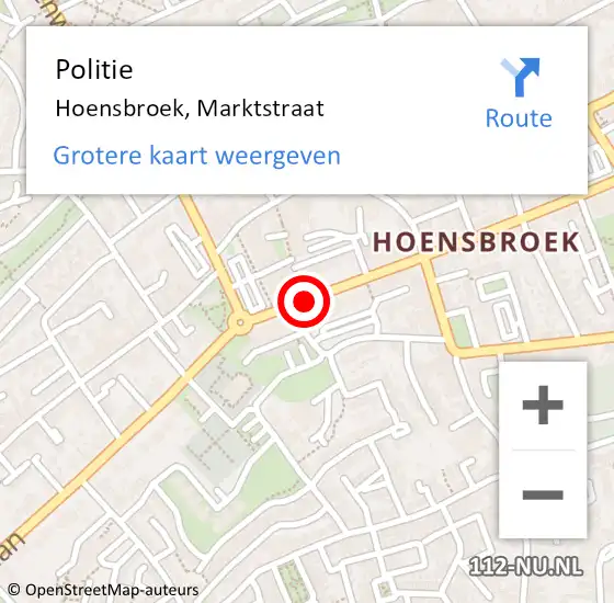 Locatie op kaart van de 112 melding: Politie Hoensbroek, Marktstraat op 13 december 2019 09:23