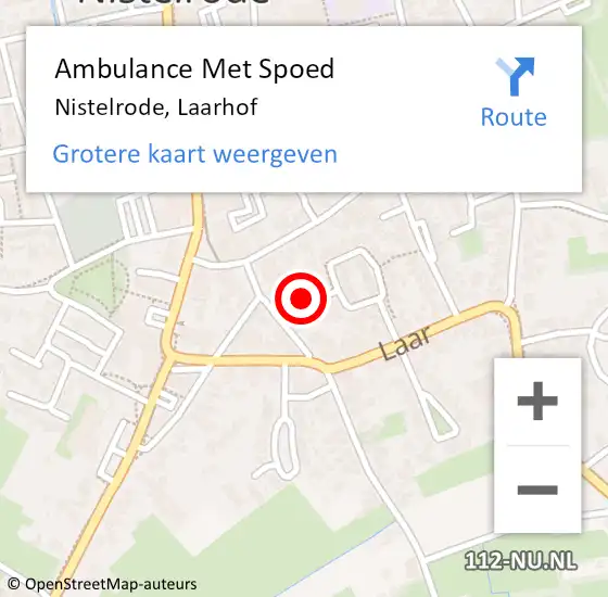 Locatie op kaart van de 112 melding: Ambulance Met Spoed Naar Nistelrode, Laarhof op 13 december 2019 09:25