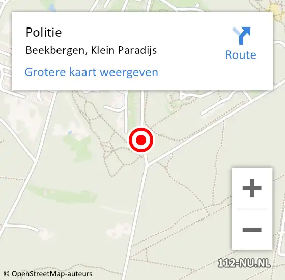 Locatie op kaart van de 112 melding: Politie Beekbergen, Klein Paradijs op 13 december 2019 09:37