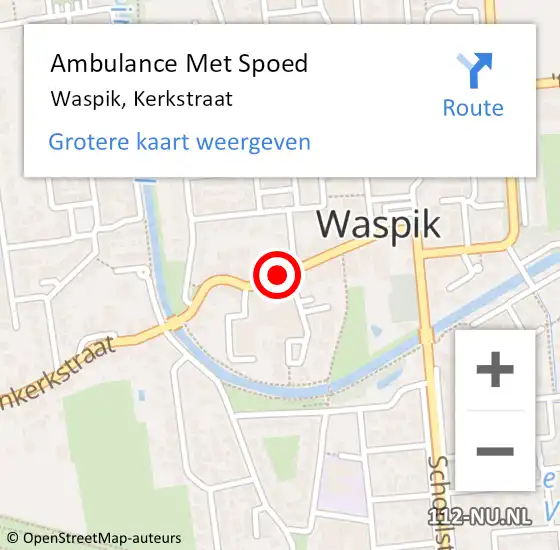 Locatie op kaart van de 112 melding: Ambulance Met Spoed Naar Waspik, Kerkstraat op 13 december 2019 09:42