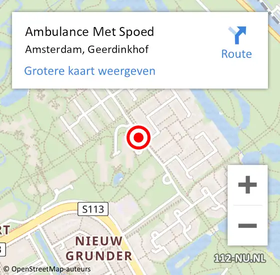 Locatie op kaart van de 112 melding: Ambulance Met Spoed Naar Amsterdam, Geerdinkhof op 13 december 2019 09:55
