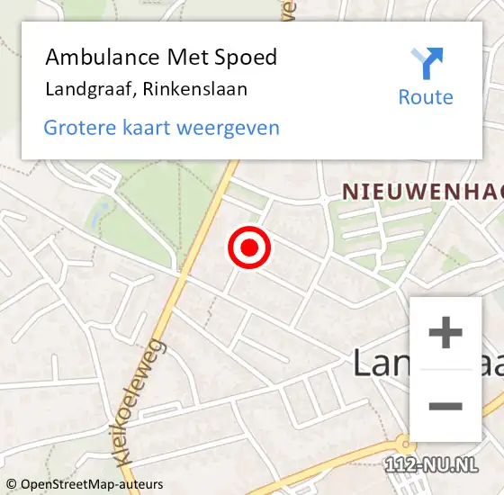 Locatie op kaart van de 112 melding: Ambulance Met Spoed Naar Landgraaf, Rinkenslaan op 13 december 2019 10:15