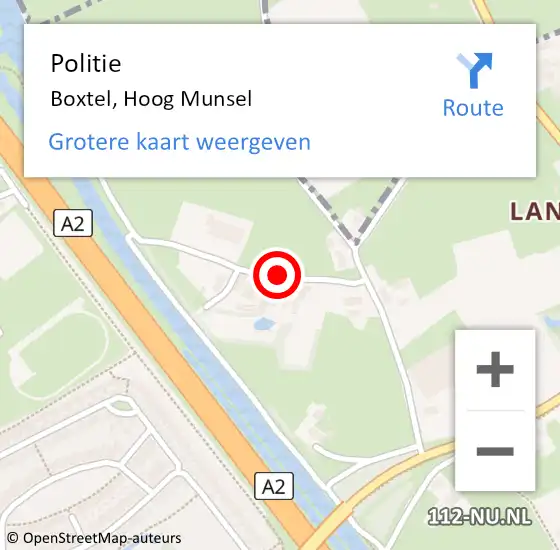 Locatie op kaart van de 112 melding: Politie Boxtel, Hoog Munsel op 13 december 2019 10:28