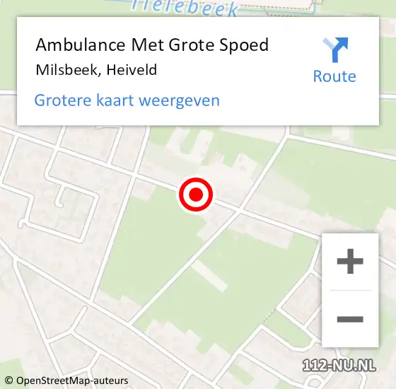Locatie op kaart van de 112 melding: Ambulance Met Grote Spoed Naar Milsbeek, Heiveld op 13 december 2019 10:34