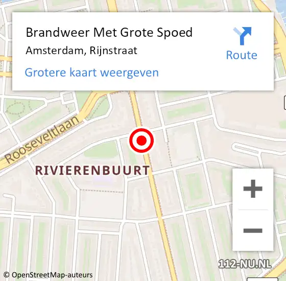 Locatie op kaart van de 112 melding: Brandweer Met Grote Spoed Naar Amsterdam, Rijnstraat op 13 december 2019 11:00