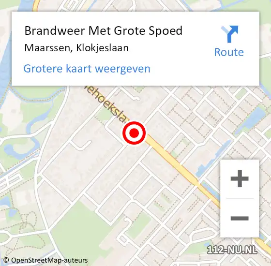 Locatie op kaart van de 112 melding: Brandweer Met Grote Spoed Naar Maarssen, Klokjeslaan op 13 december 2019 11:09