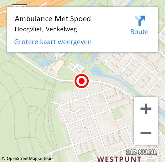 Locatie op kaart van de 112 melding: Ambulance Met Spoed Naar Hoogvliet, Venkelweg op 13 december 2019 11:36