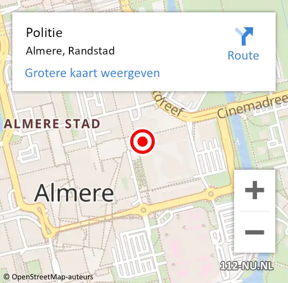 Locatie op kaart van de 112 melding: Politie Almere, Randstad op 13 december 2019 11:42