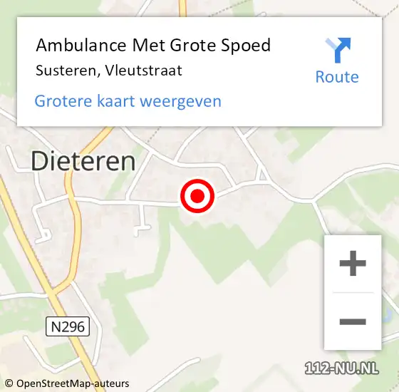 Locatie op kaart van de 112 melding: Ambulance Met Grote Spoed Naar Susteren, Vleutstraat op 22 april 2014 17:51