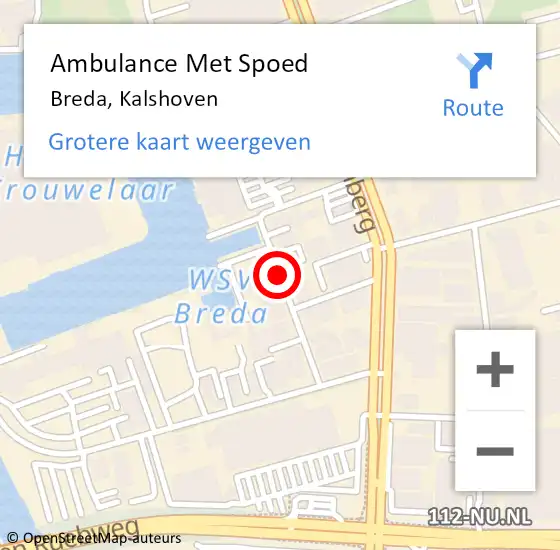 Locatie op kaart van de 112 melding: Ambulance Met Spoed Naar Breda, Kalshoven op 13 december 2019 12:44