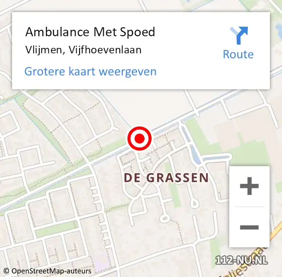 Locatie op kaart van de 112 melding: Ambulance Met Spoed Naar Vlijmen, Vijfhoevenlaan op 13 december 2019 13:39