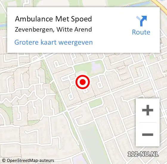 Locatie op kaart van de 112 melding: Ambulance Met Spoed Naar Zevenbergen, Witte Arend op 13 december 2019 13:40