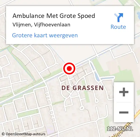 Locatie op kaart van de 112 melding: Ambulance Met Grote Spoed Naar Vlijmen, Vijfhoevenlaan op 13 december 2019 13:40