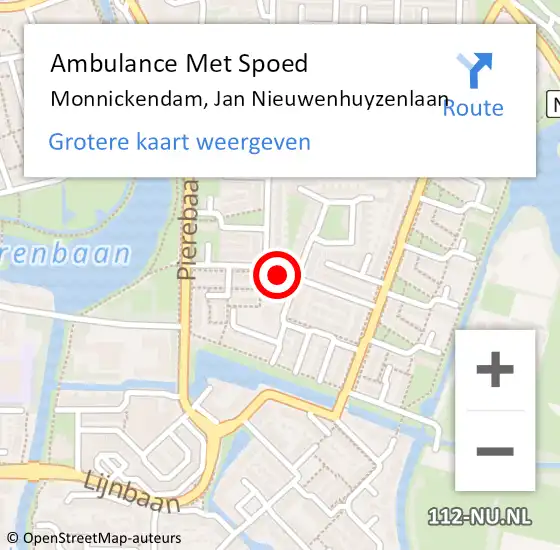 Locatie op kaart van de 112 melding: Ambulance Met Spoed Naar Monnickendam, Jan Nieuwenhuyzenlaan op 13 december 2019 14:01