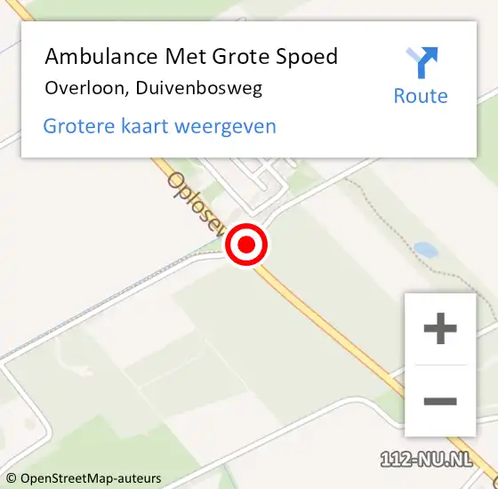 Locatie op kaart van de 112 melding: Ambulance Met Grote Spoed Naar Overloon, Duivenbosweg op 13 december 2019 16:07