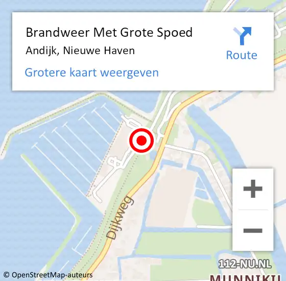 Locatie op kaart van de 112 melding: Brandweer Met Grote Spoed Naar Andijk, Nieuwe Haven op 13 december 2019 16:16