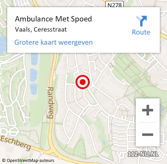 Locatie op kaart van de 112 melding: Ambulance Met Spoed Naar Vaals, Ceresstraat op 29 september 2013 17:28