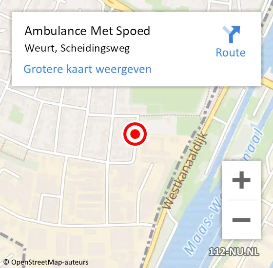 Locatie op kaart van de 112 melding: Ambulance Met Spoed Naar Weurt, Scheidingsweg op 13 december 2019 16:19