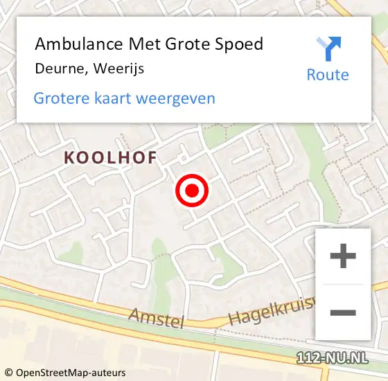 Locatie op kaart van de 112 melding: Ambulance Met Grote Spoed Naar Deurne, Weerijs op 13 december 2019 16:44