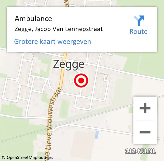 Locatie op kaart van de 112 melding: Ambulance Zegge, Jacob Van Lennepstraat op 13 december 2019 17:02