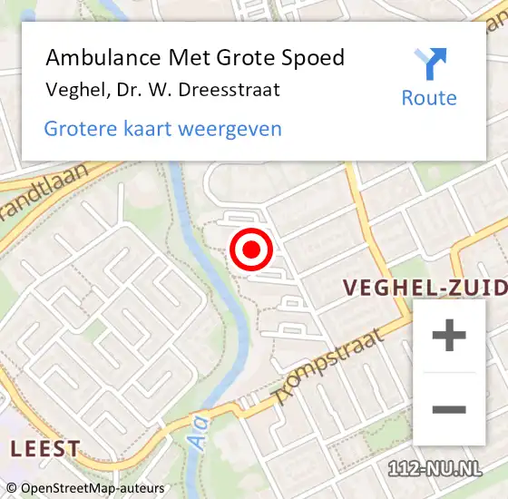 Locatie op kaart van de 112 melding: Ambulance Met Grote Spoed Naar Veghel, Dr. W. Dreesstraat op 13 december 2019 17:10