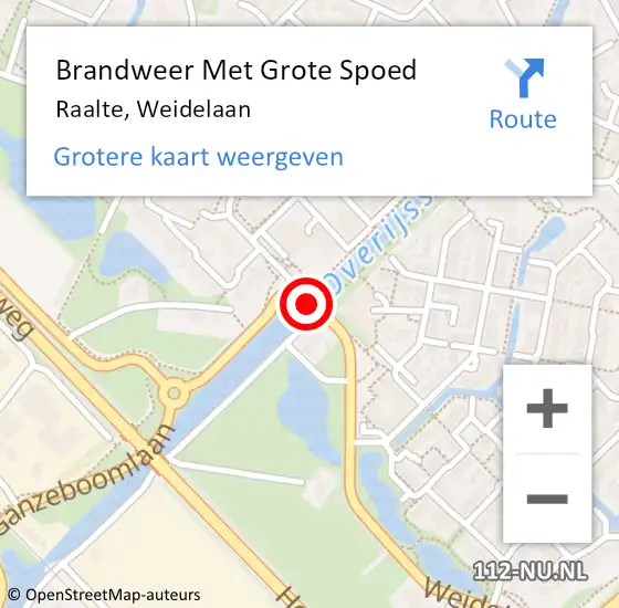 Locatie op kaart van de 112 melding: Brandweer Met Grote Spoed Naar Raalte, Weidelaan op 13 december 2019 17:31